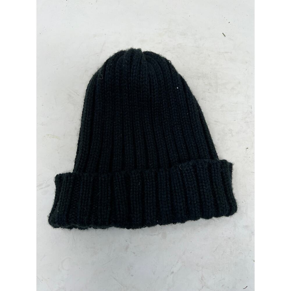 Yea Nice Black Acrylic Knit Beanie Cap